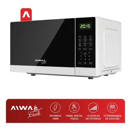 Microondas Aiwa Cook 700w 20l 10 Niveles Cocción Panel Touch
